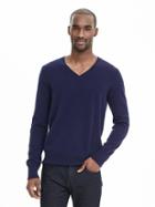 Banana Republic Mens Todd &amp; Duncan Textured Cashmere Vee Pullover Size L Tall - Blue