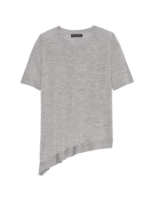 Banana Republic Womens Machine-washable Merino Asymmetrical Sweater Heather Blue Size L