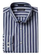 Banana Republic Mens Camden Standard Fit Supima Cotton Stripe Shirt - Navy