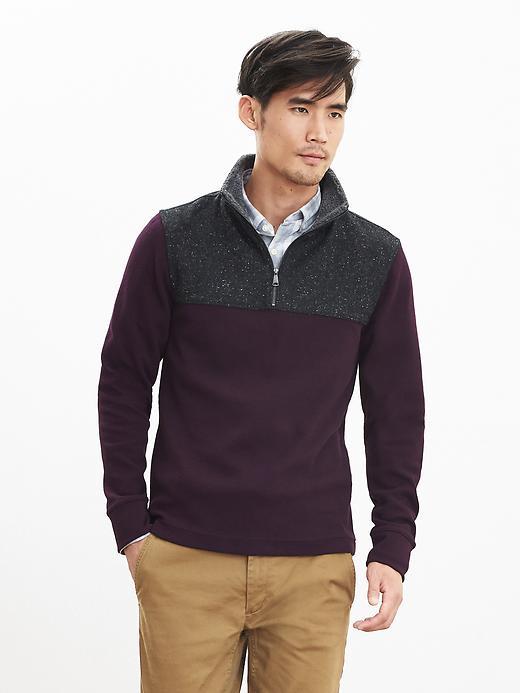 Banana Republic Mens Textured Yoke Half Zip Pullover Size L Tall - New Vineyard
