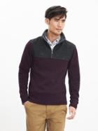 Banana Republic Mens Textured Yoke Half Zip Pullover Size L Tall - New Vineyard