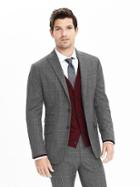 Banana Republic Mens Slim Grey Plaid Wool Suit Jacket Size 36 Regular - Charcoal