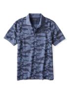 Banana Republic Mens Pique Camo Polo - Cascade Blue