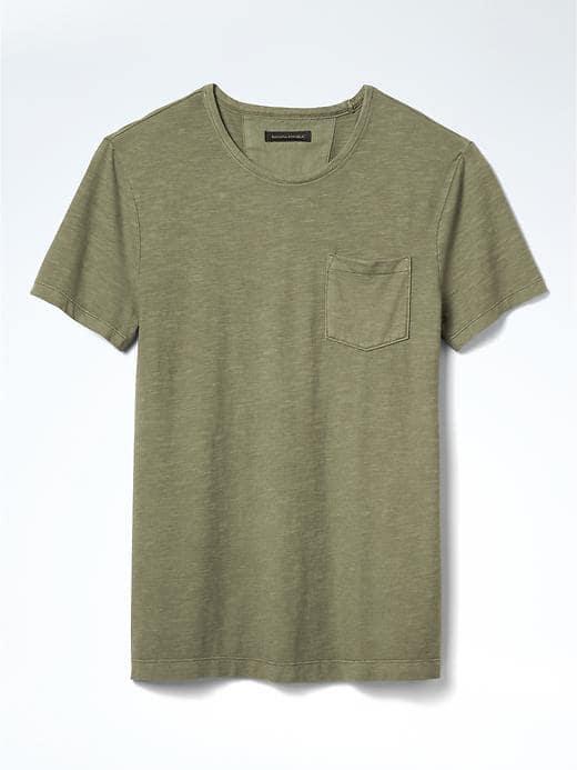 Banana Republic Mens Heritage Washed Pocket Tee - District Green