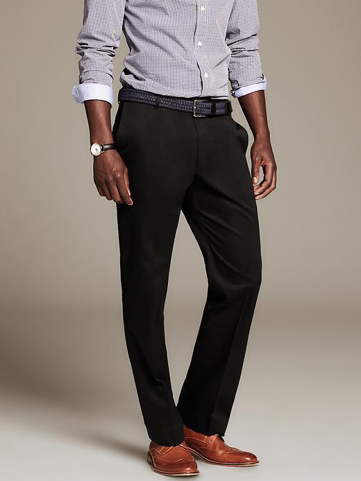 Banana Republic Mens Tailored Slim Non Iron Cotton Pant Size 32w 34l - Black
