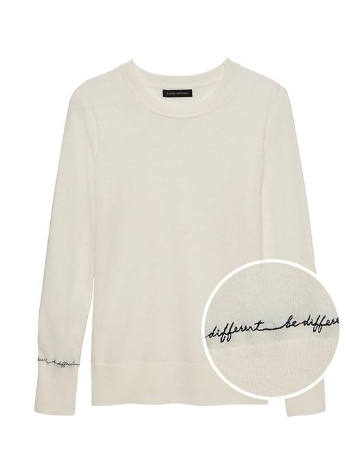 Banana Republic Womens Italian Merino-blend Embroidered Cuff Sweater Ivory White Be Different Size Xxs