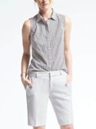 Banana Republic Womens Riley Fit Seersucker Shirt - Black/white