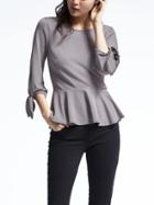Banana Republic Womens Tie Sleeve Crepe Top - Gray Sky