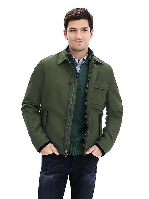 Banana Republic Mens Nylon/cotton Zip Jacket Size L Tall - Olive