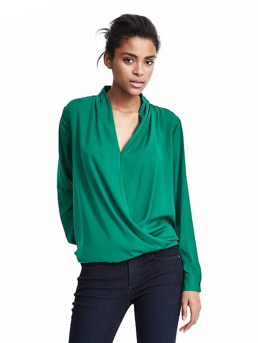 Banana Republic Womens Caitlyn Wrap Shirt Size L - Ultramarine