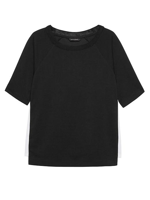 Banana Republic Womens Side-stripe Top Black With White Stripe Size Xs