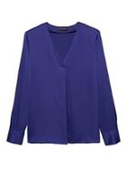 Banana Republic Womens Drapey V-neck Top Blue Murano Size Xs