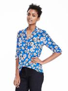 Banana Republic Womens Dillon Fit Floral Shirt Size L - Blue Voyage