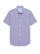 Banana Republic Mens Grant Slim-fit Luxe Poplin Plaid Shirt Sea Coral Size M