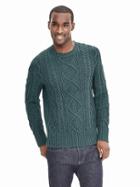 Banana Republic Mens Cable Knit Crew Pullover Size L Tall - Green