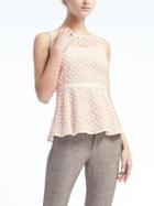 Banana Republic Embroidered Floral Peplum Top - Warm Stone