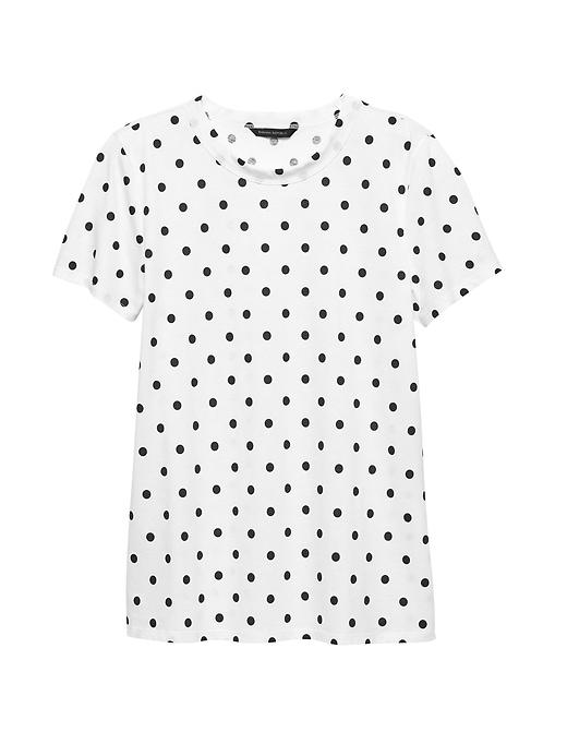Banana Republic Womens Supima Cotton Polka Dot T-shirt White & Black Size S