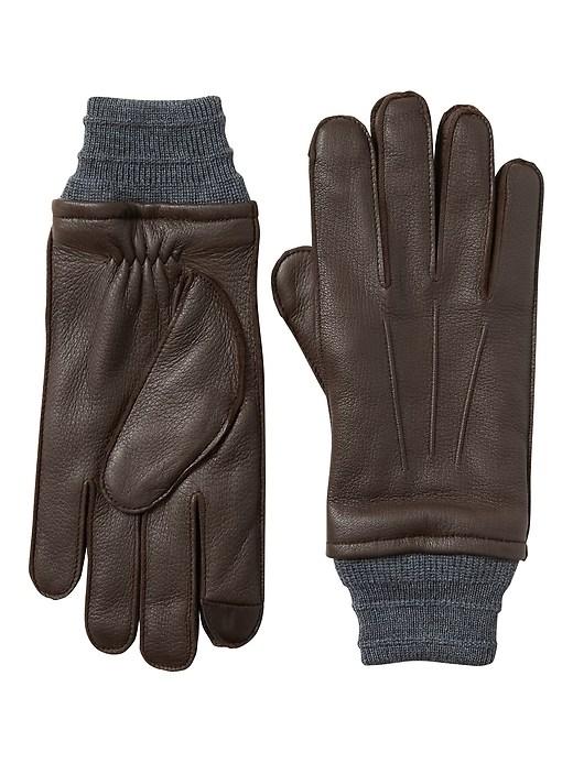Banana Republic Mens Deerskin Leather Glove Mocha Size L