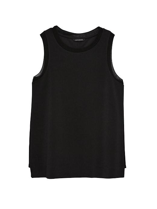 Banana Republic Womens Petite Rib-knit Trim Tank Black Size L