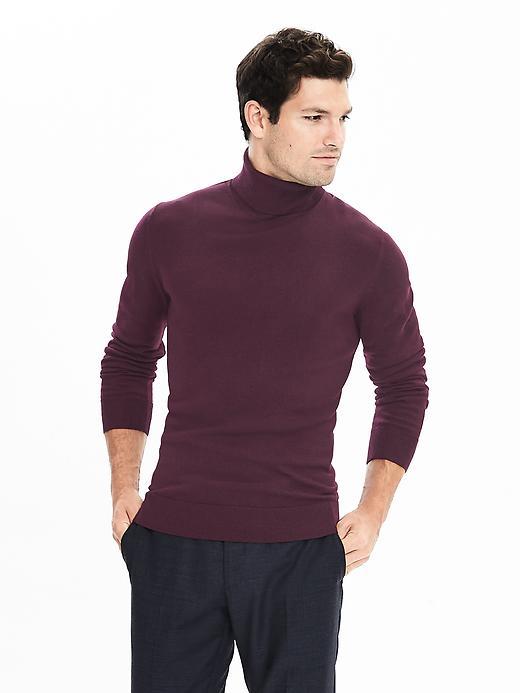 Banana Republic Mens Italian Merino Turtleneck - Black Rose