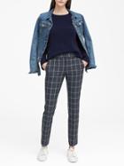 Banana Republic Womens Ryan Slim Straight-fit Machine-washable Windowpane Pant Navy Blue Size 4