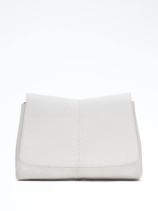 Banana Republic White Leather Clutch - White