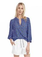 Banana Republic Mosaic Tie Front Shirt Size L Petite - Summer Lilac