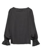 Banana Republic Womens Solid Poet-sleeve Top Midnight Hour Black Size M