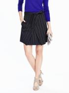 Banana Republic Womens Front Tie Pinstripe Skirt Size 0 - Bold Blue Stripe