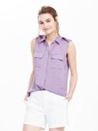 Banana Republic Womens Sleeveless Pleated Shoulder Shirt Size L - Summer Lilac
