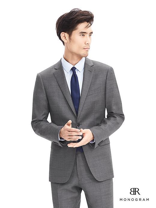 Banana Republic Mens Monogram Gray Italian Wool Suit Jacket Size 38 Regular - Concrete Gray