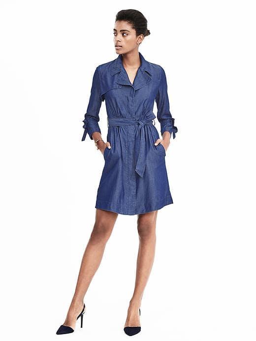 Banana Republic Womens Trench Dress - Chambray