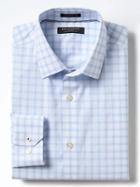 Banana Republic Mens Camden Fit Non Iron Stretch Windowpane Shirt - Victorian Blue