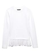 Banana Republic Womens Eyelet Hem Couture Sweatshirt White Size M