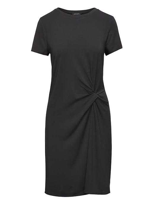 Banana Republic Womens Soft Ponte Twist-front Dress Black Size M