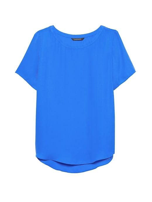 Banana Republic Womens Petite High-low Hem Top Brilliant Blue Size L