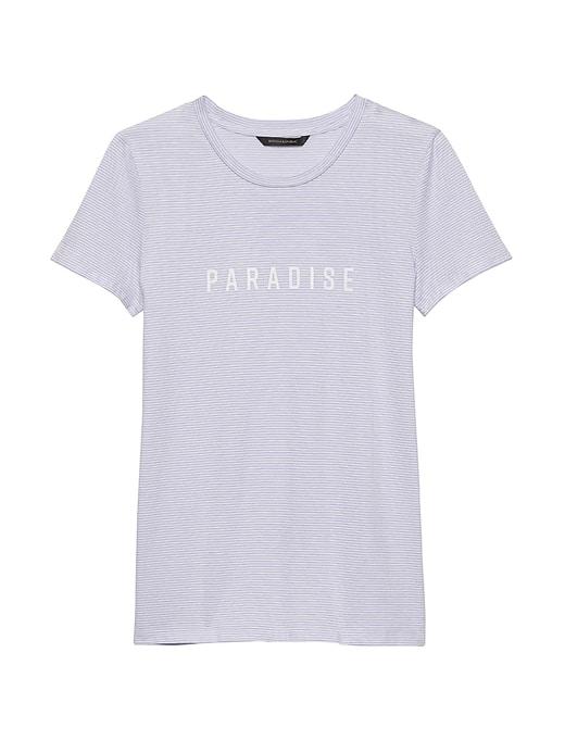 Banana Republic Womens Supima Cotton Graphic Crew-neck T-shirt Blue Stripe Size Xl