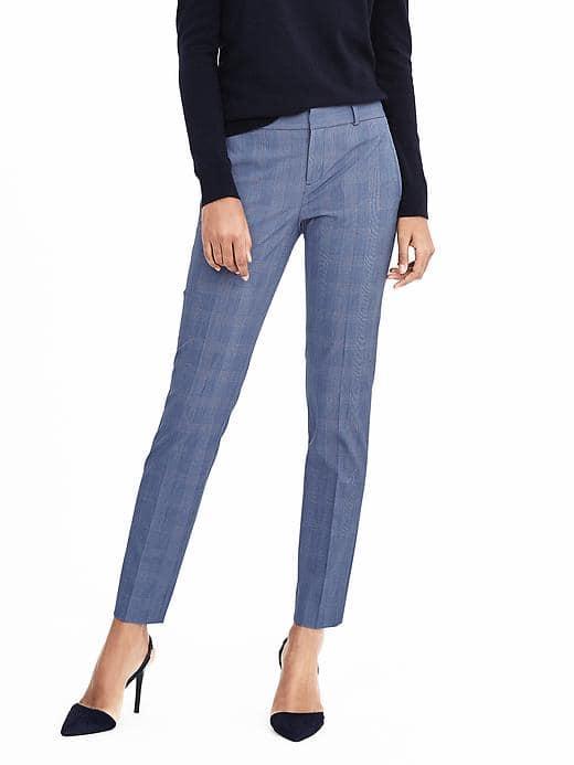 Banana Republic Womens Logan Fit Plaid Pant - Blue Plaid