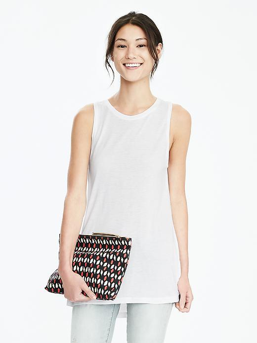 Banana Republic Womens Long Hi Neck Crew Tank Size L - White