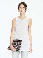 Banana Republic Womens Long Hi Neck Crew Tank Size L - White