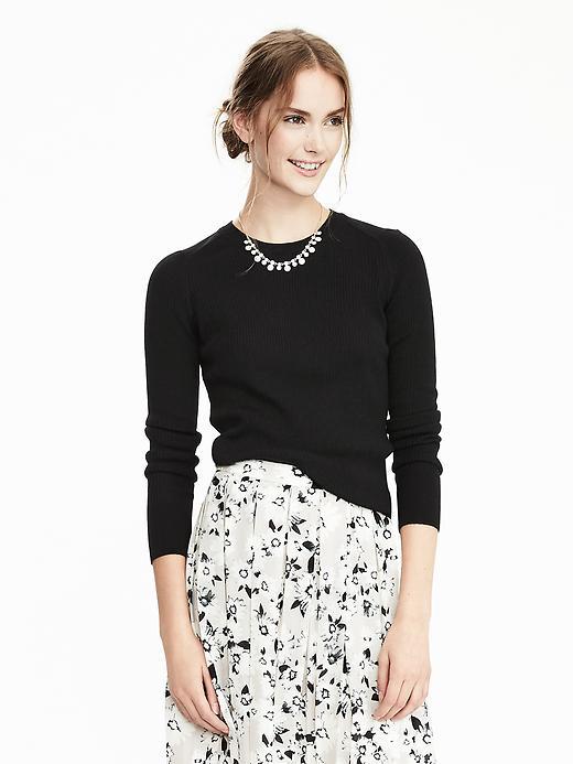 Banana Republic Extra Fine Merino Wool Crew Pullover Size L - Black