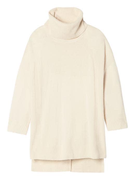 Banana Republic Womens Washable Cashmere Blend Turtleneck Popover - Cocoon