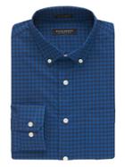 Banana Republic Mens New Slim-fit Tech-stretch Gingham Print Shirt Blue Moon Size M