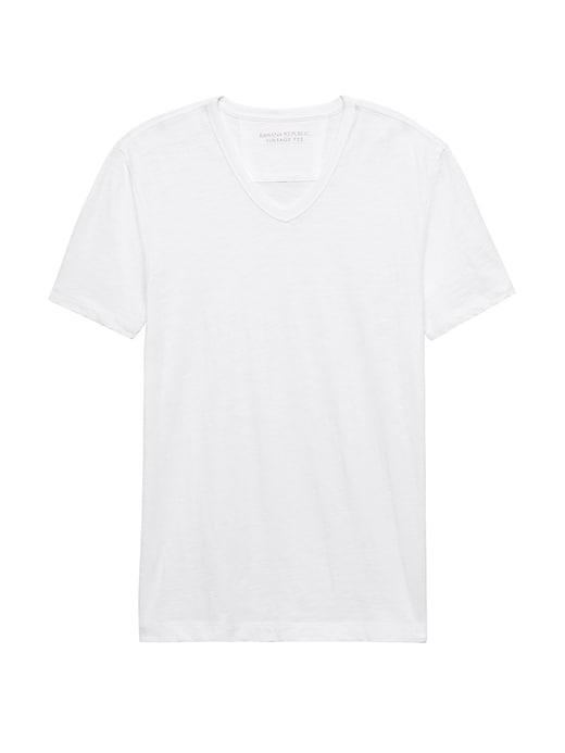 Banana Republic Mens Vintage 100% Cotton V-neck T-shirt White Size M