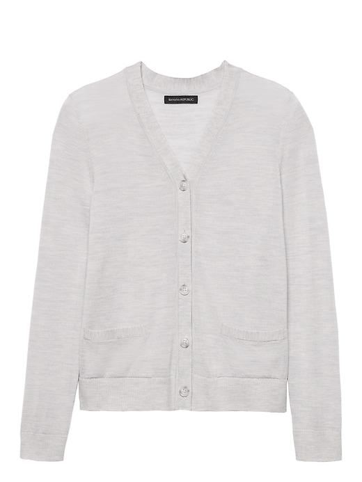 Banana Republic Womens Machine-washable Merino Cropped Cardigan Sweater Heather Light Gray Size L