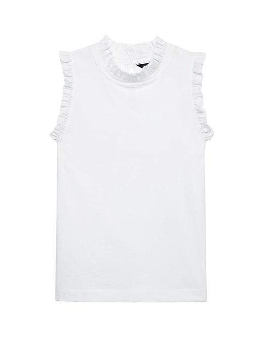 Banana Republic Womens Ruffle-trim Couture Tee White Size M