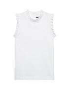 Banana Republic Womens Ruffle-trim Couture Tee White Size M