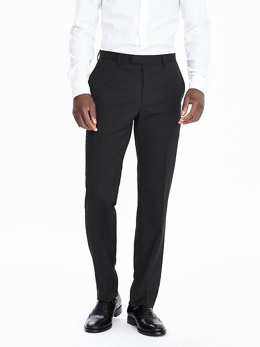 Banana Republic Mens Standard Solid Wool Trouser Size 33w 30l - Black