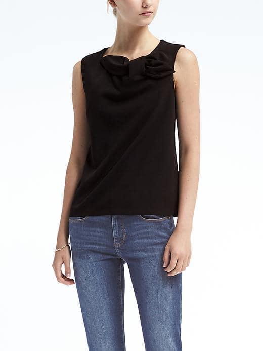 Banana Republic Womens Tie Front Shell - Black
