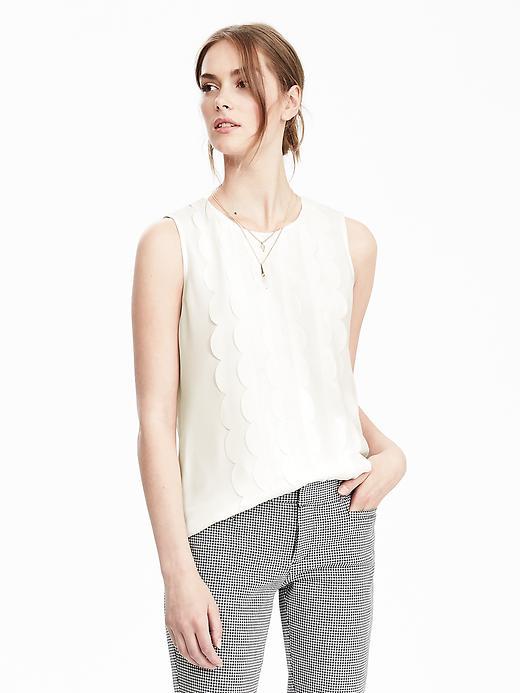 Banana Republic Womens Scallop Top Size L - Cocoon